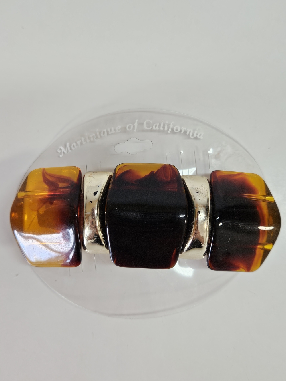 NEW VINTAGE 90s Martinique Brown Lucite Hair Barrette Clip French Clip